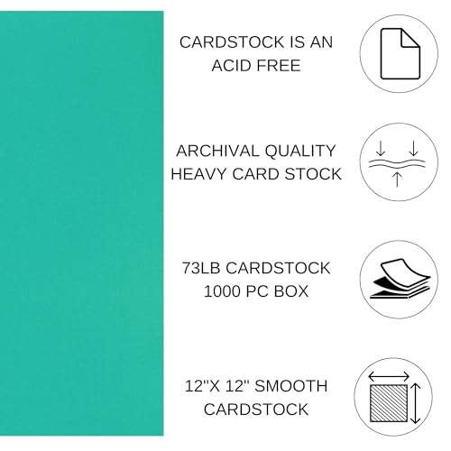 Paper Accents Muslin Texture Cardstock, Aqua, 12x12 Inch, 1000 Piece Box, 73lb, Scrapbooking Card Making and Crafts - color: Aqua 1000pc, size: 12" x 12"