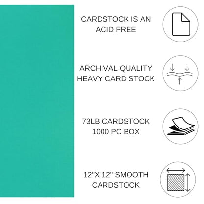 Paper Accents Muslin Texture Cardstock, Aqua, 12x12 Inch, 1000 Piece Box, 73lb, Scrapbooking Card Making and Crafts - color: Aqua 1000pc, size: 12" x 12"