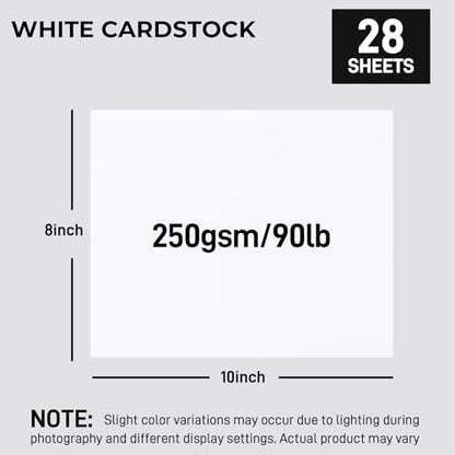 Koogel 28 Sheets White Cardstock Paper, 8" x 10" Craft Paper Heavyweight Card Stock, Back to School Supplies, 90LB/250GSM