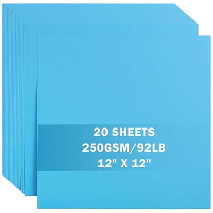 20 Sheets Lake Blue Cardstock 12" x 12" Card Stock 250gsm/92lb Thick Construction Paper for Cricut, Scrapbook, Crafts, Card Making UAP34BL20 - color: Lake Blue