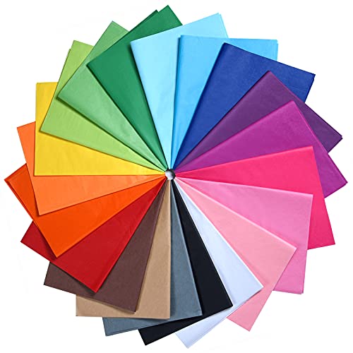 MIAHART 100 Sheets Multicolor Tissue Paper Bulk 20" x 14" Assorted Colored Art Tissue for Craft, Floral, Birthday, Party, Festival Gift Wrapping Decorative