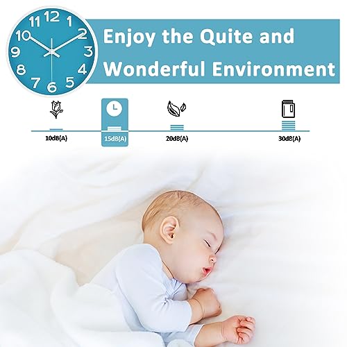 HIPPIH Wall Clock 2 Pack, 10 Inch Modern Wall Clocks Battery Operated, Non Ticking Silent Wall Clock, Simple Small Analog Wall Clock for Living Room, Bedroom, Kitchen, School, Office, Blue - color: Blue, size: 10 inches