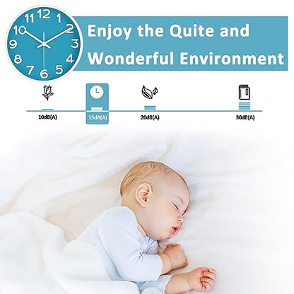 HIPPIH Wall Clock 2 Pack, 10 Inch Modern Wall Clocks Battery Operated, Non Ticking Silent Wall Clock, Simple Small Analog Wall Clock for Living Room, Bedroom, Kitchen, School, Office, Blue - color: Blue, size: 10 inches
