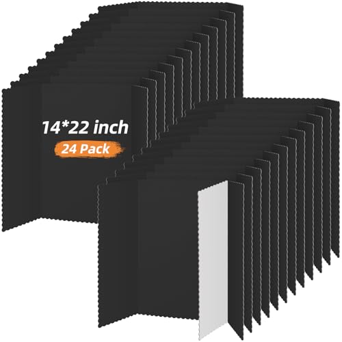 Ctosree 24 Pcs 14 * 22 Inch Tri Fold Poster Board Bulk, Science Fair Project Display Paperboard, Single Wall, Lightweight Presentation Board (Black) - color: Black, size: 14 x 22 inch
