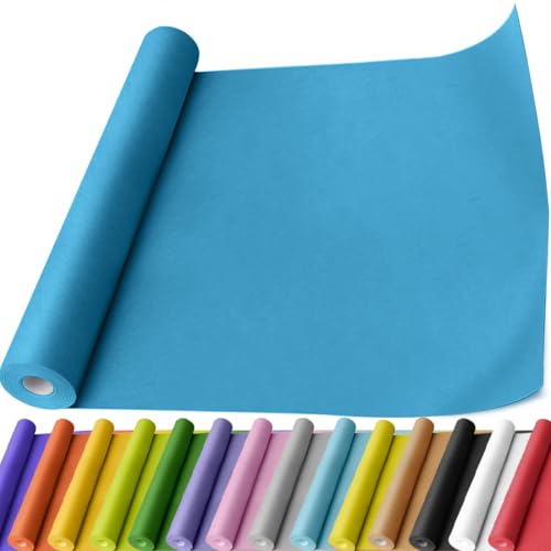 PerkHomy Lake Blue Kraft Paper Roll 17.5" x 760" (63') for Gift Wrapping Bouquet Flower Art Painting Craft Writing Packaging Shipping 80GSM 55LB (Lake Blue, 17.5" x 63') - color: Lake Blue, size: 17.5" x 760"