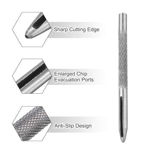 HARFINGTON 2pcs Leather Round Hole Punch, 1mm Hollow Hole Puncher Cutter Carbon Steel Circle Hole Punching Cutting Tool for Belt/DIY Leather Craft - size: 1mm