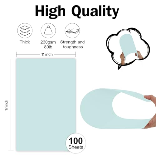Blue Cover Stock 11x17 100 Sheets Thick Card Stock, Goefun 80lb Heavyweight Legal Size Printer Paper For Arts and Crafts, Posters, Flyers, Menus - color: blue