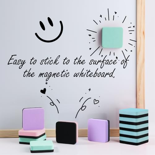 XKDOUS 35 Pack Square Magnetic Dry Erase Eraser, 2x2 Inch Small Whiteboard Eraser for Kids & Classroom, Mini White Board Eraser, Effective Dry Erase Board Eraser for Teachers & Students (4 Colors) - color: Blue,green,pink,purple-square