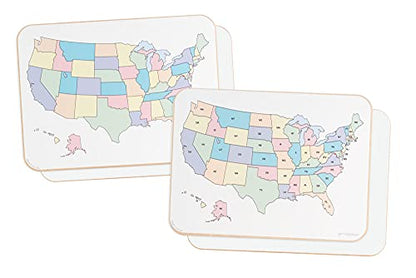 Student Lapboard with USA Map Without State Names, 11" x 17" x 1/8" Double Sided Non-Magnetic Lap Board. US Map with State Name Abbreviations on One Side - color: Map No State Names