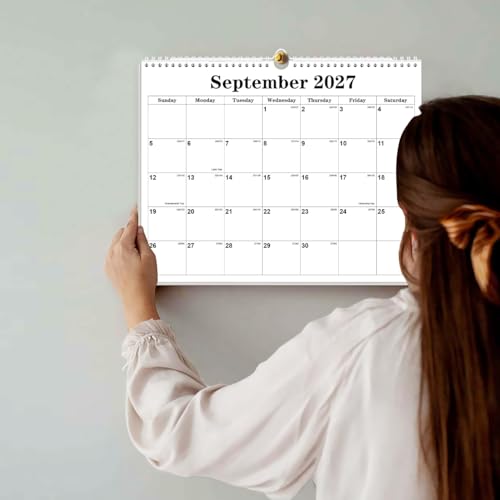 Calendar 2026-27 - Calendar 2026-2027 from July 2026 to December 2027, Spiral Binding Hanging Wall Calendar 2026 for Home/Office, 8.5" x 11", Black - color: Black, size: 8.5" x 11"