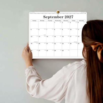 Calendar 2026-27 - Calendar 2026-2027 from July 2026 to December 2027, Spiral Binding Hanging Wall Calendar 2026 for Home/Office, 8.5" x 11", Black - color: Black, size: 8.5" x 11"