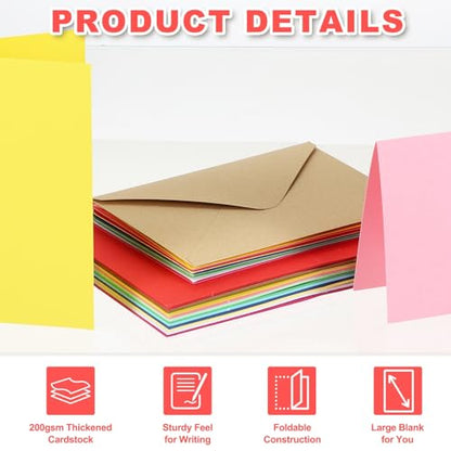 MECCANIXITY 25 Pack 5.9x7.9" Blank Cardstock Paper with Envelope, Light Green Card Stock Bulk Thick Folded Heavy Cardstock Paper for Printer DIY Cards Greeting Gift Wedding Postcards - color: Light Green