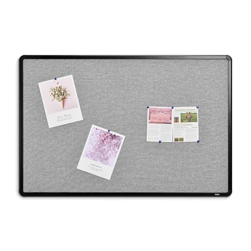 Staples Fabric Bulletin Board with Black Frame, 3' x 2' Wall Mounted Fabric Message Board for Home Office and Classroom - size: 24" x 36", style: Black Frame