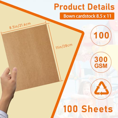 Guakicae 100 Sheets Brown Cardstock 8.5 x 11 Certificate Paper, 300gsm/110lb Heavyweight Paper Flat Card Stock for Wedding Invitations, Thank You Cards, Birthday - color: Brown, size: 8.5x11-100pcs