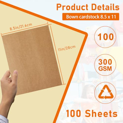 Guakicae 100 Sheets Brown Cardstock 8.5 x 11 Certificate Paper, 300gsm/110lb Heavyweight Paper Flat Card Stock for Wedding Invitations, Thank You Cards, Birthday - color: Brown, size: 8.5x11-100pcs