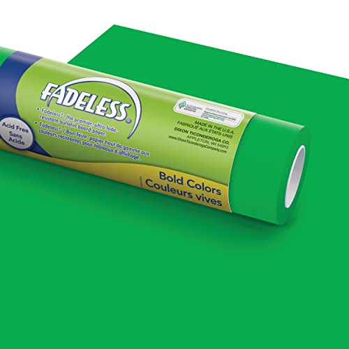 Fadeless Bulletin Board Paper, Fade-Resistant Paper for Classroom Decor, 48” x 50’, Apple Green, 1 Roll - color: Apple Green