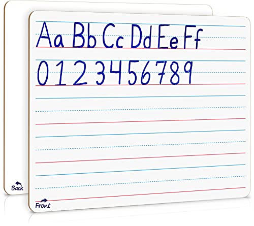 Scribbledo Small Dry Erase Board with Lines for Kids, 9x12 Double Sided | Ruled Whiteboard for Handwriting Practice, Classroom and Homeschool Supply, Portable, Easy to Clean, Robust - size: 12"W x 9"H