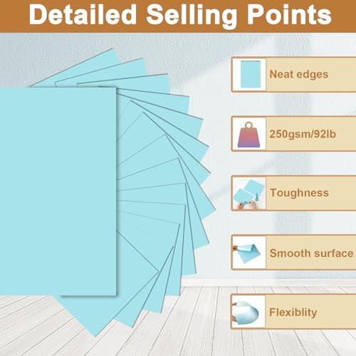 Silunkia 28 Sheets Light Blue Cardstock 8.5 x 11 Scrapbook Paper, 250gsm/92lb Thick Paper Card Stock for School Crafting, DIY Cards, Wedding Invitations, Certificates - color: Light Blue, size: 28 Sheets