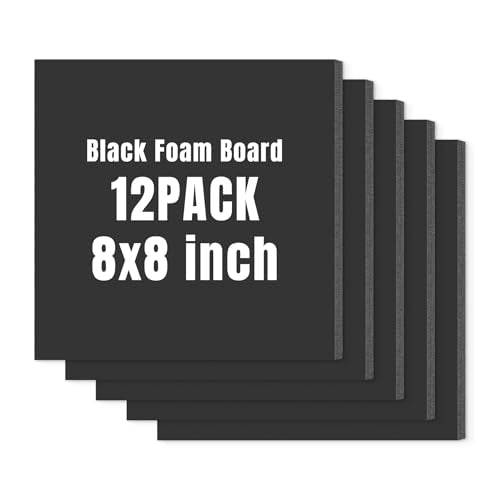 Golden State Art Foam Board 8x8-12 Pack - 1/8" Thick Black Poster Board Acid Free Foamboard for Paintings Prints, Art, Display, Crafts, Presentation and Projects - size: 8x8