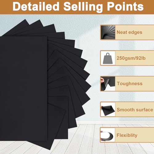 Silunkia 120 Sheets Black Cardstock 8.5 x 11 Printer Paper, 250gsm/92lb Heavyweight Black Paper Card Stock for DIY Cards, Thank You Cards, School Crafting, Wedding, Invitations - color: Black, size: 120 Sheets