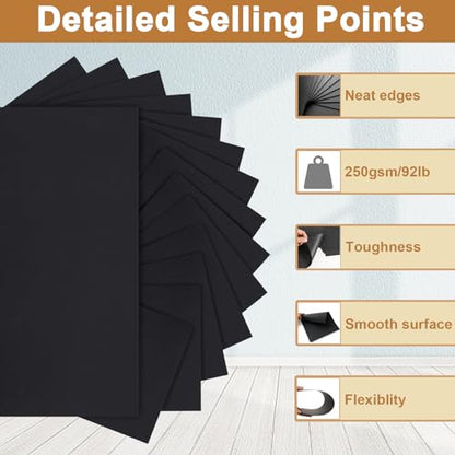 Silunkia 120 Sheets Black Cardstock 8.5 x 11 Printer Paper, 250gsm/92lb Heavyweight Black Paper Card Stock for DIY Cards, Thank You Cards, School Crafting, Wedding, Invitations - color: Black, size: 120 Sheets