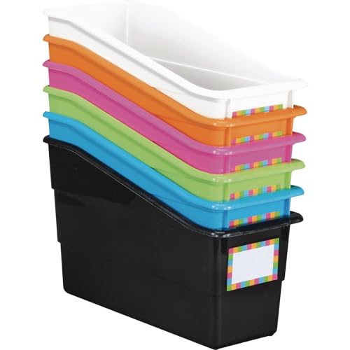 Really Good Stuff Durable Book and Binder Holder - 6pack, Neon Color, 5 ?" x 12 ?" x 7 ?", Classroom Organization, Storage Solution, Sturdy and Versatile