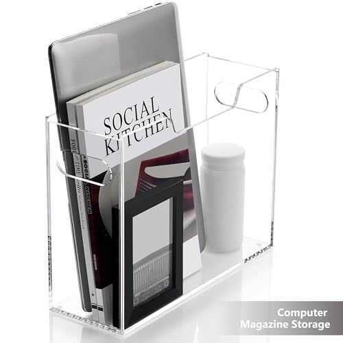 DINGHUO Acrylic Hanging File Organizer Box, Letter Size File Folder Organizer with Handles, Clear Portable File Holder for Desk Home Office School - 1 Pack - size: Letter