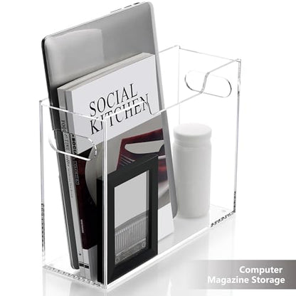 DINGHUO Acrylic Hanging File Organizer Box, Letter Size File Folder Organizer with Handles, Clear Portable File Holder for Desk Home Office School - 1 Pack - size: Letter