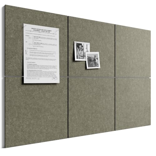 Bumusty Large Cork Board 36" x 24" Alternative - 6 Pack Felt Wall Tiles with 40 Safe Removable Adhesive Tabs, 30 Pushpins, Cork Boards for Walls Pin Board Bulletin Board Office Decor (Earth Brown) - color: Earth Brown, size: Solid tile 6-pack