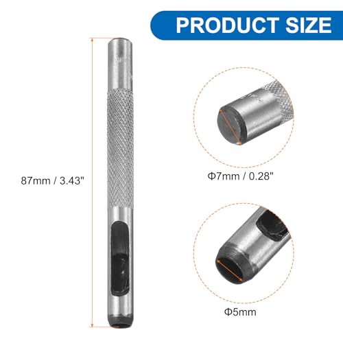 HARFINGTON 2pcs Leather Round Hole Punch, 5mm Hollow Hole Puncher Cutter Carbon Steel Circle Hole Punching Cutting Tool for Belt/DIY Leather Craft - size: 5mm