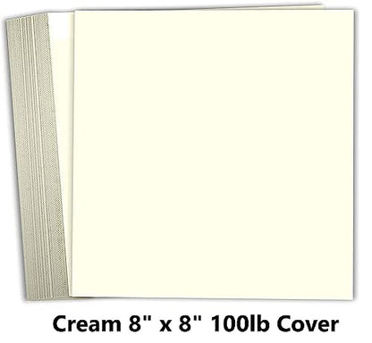 Hamilco 8x8 Cream White Scrapbook Cardstock Paper 100lb Cover Card Stock 100 Pack - size: 8" x 8"