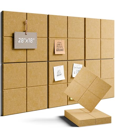 Felt Bulletin Board Tiles -28"x18" Cork Board Alternative for Office Decor, Push Pin Board Wall Organizer 6-Pack - Longan Tan - color: Longan Tan, size: 4-Compartment