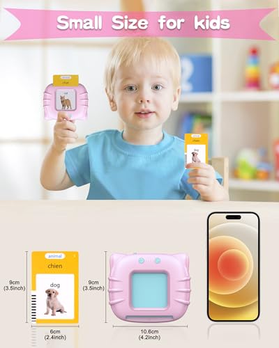 510 Words French Flash Cards for Kids, Toddler Learning Resources Toy, Autism Sensory Toys for Autistic Children Aged 2-4 Pink (French/English/Bilingual) - style: French 510 Words (Pink)