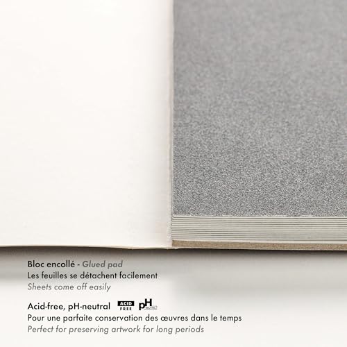 Clairefontaine - Ref 96003C - Pastelmat Pastel Card Pad No.6 (12 Sheets) - 360gsm Card - 18 x 24cm - Anthracite - Specially Formulated for Use with Pastels - size: 18 x 24 cm, style: Card Pad No 6