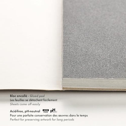 Clairefontaine - Ref 96003C - Pastelmat Pastel Card Pad No.6 (12 Sheets) - 360gsm Card - 18 x 24cm - Anthracite - Specially Formulated for Use with Pastels - size: 18 x 24 cm, style: Card Pad No 6
