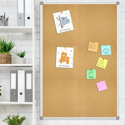 Lockways Large Cork Board Bulletin Board, Bulletin CorkBoard 72 x 36 Inch, Notice Message Pin Board,F Silver Aluminium Frame - size: 72 x 36 Inch