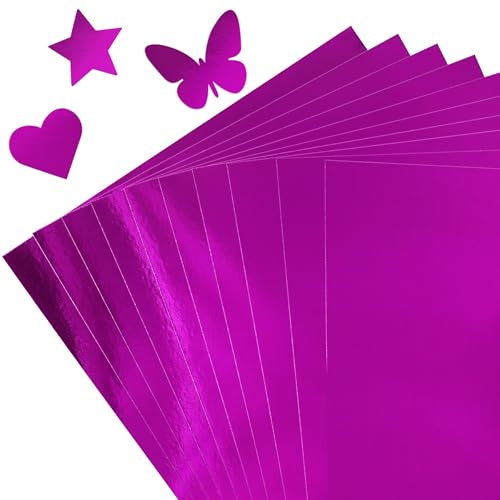 30 Sheets Metallic Purple Cardstock Paper - A4 Size (250gsm), Mirror Finish Gold Foil Board for Crafting, Invitations, and Decorations - Die Cut and Plotter Compatible - color: Purple