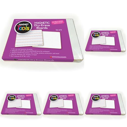 Dowling Magnets Magnetic Dry-Erase Boards – Double-Sided Ruled/Blank – 12" Long x 8.75" Wide-– (735206),White,5 Count (Pack of 5) - size: 12 inches x 8.75 inches (Pack of 5)