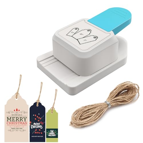 3 in 1 Craft Tag Punch Gift Tag Paper Punch，Paper Craft Tag Punch 1.5" 2" 2.5" with 1 Roll Hemp Rope 32.8 Feet Round Shape Small Hole Punch for Paper Crafting Scrapbooking Cards DIY Arts Crafts - color: Round Shape + Rope
