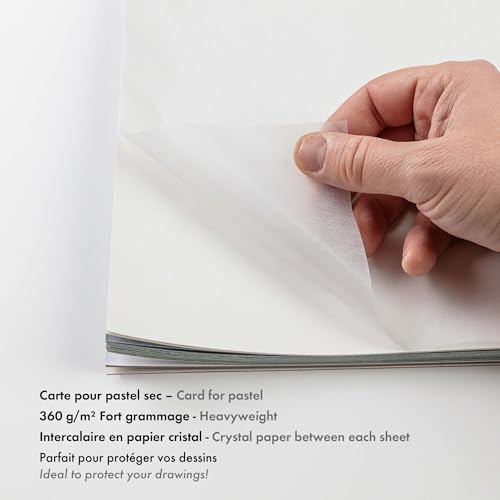 Clairefontaine - Ref 96115C - Pastelmat Pastel Card Pad No.5 (12 Sheets) - 360gsm Card - 30 x 40cm - Assorted Colours - Specially Formulated for Use with Pastels - size: 30 x 40 cm, style: Card Pad No 5