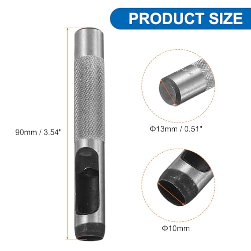HARFINGTON 2pcs Leather Round Hole Punch, 10mm Hollow Hole Puncher Cutter Carbon Steel Circle Hole Punching Cutting Tool for Belt/DIY Leather Craft - size: 10mm
