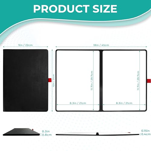 Double-Sided Whiteboard, 12" x 9", Double-A4 Pink | Portable, 3 Markers Included, Eraser Included, Red Elastic Pen Tray, Dry Erase - size: Double-A4 Pink