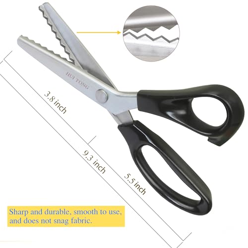 Hui Tong Strong & Sharpe Pinking Shears,Pinking Shears Scissors for Fabric, Serrated and Scalloped Scissors Fabric,3mm,5mm,7mm(Serrated 7mm) - size: Serrated 7mm