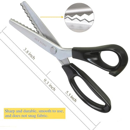 Hui Tong Strong & Sharpe Pinking Shears,Pinking Shears Scissors for Fabric, Serrated and Scalloped Scissors Fabric,3mm,5mm,7mm(Serrated 7mm) - size: Serrated 7mm