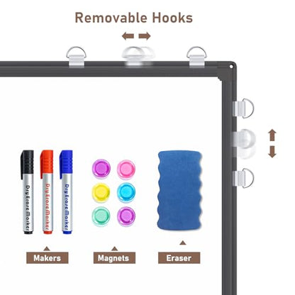 maxtek Combination White Board & Bulletin Cork Board 24 x 18 Whiteboard Magnetic, Combo Dry Erase Board with Black Aluminum Frame, 2' x 1.5' Hanging Message Board Wall Mounted for Homeschool Office - size: 24x18