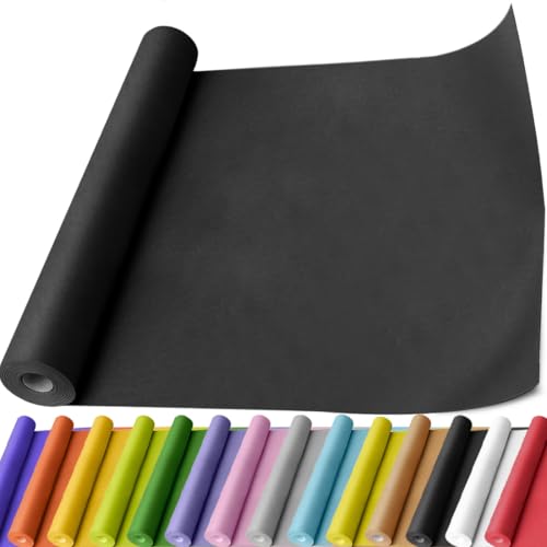 PerkHomy Black Kraft Paper Roll 17.5" x 760" (63') for Gift Wrapping Bouquet Flower Art Painting Craft Writing Packaging Shipping 80GSM 55LB (Black, 17.5" x 63') - color: Black, size: 17.5" x 760"