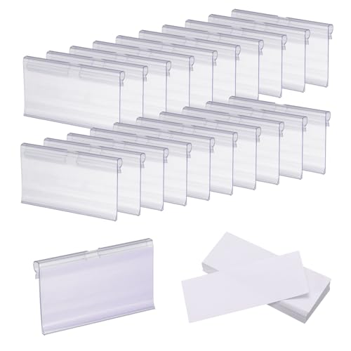 uxcell 100pcs Basket Labels Clip 2.8 x 1.7 Inch Plastic Removable Storage Bin Labels Tags with Label Papers for Baskets, Storage Closet, Cube Box, Cloth Bins, Food Pantry, Clear - size: 2.8 x 1.7 Inch
