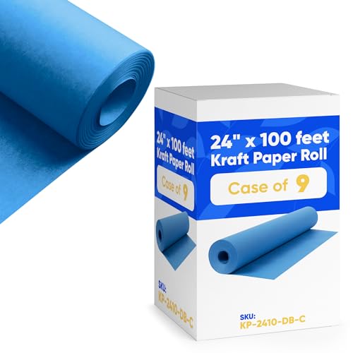 24" x 1200" (100 ft) Dark Blue Kraft Paper (Case of 9 Rolls), 45 lbs Thickness, Made in USA Kraft Paper for School, Art Colored Paper, Gift Wrapping Paper, Packing Paper for Moving - color: Dark Blue, style: Bulk Case - 1 Color