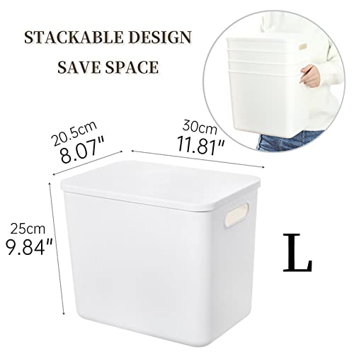 Yishyfier Plastic Storage Baskets Bins Boxes With Lids,Organizing Container White Storage Organizer Bins For Shelves Drawers Desktop Playroom Classroom Office,4-Pack - size: 4L