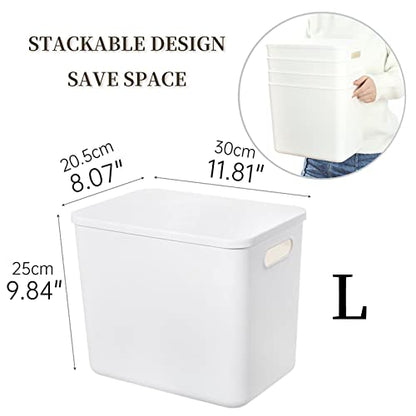 Yishyfier Plastic Storage Baskets Bins Boxes With Lids,Organizing Container White Storage Organizer Bins For Shelves Drawers Desktop Playroom Classroom Office,4-Pack - size: 4L